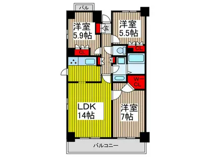 COMFORT STAGE(3LDK/10階)の間取り写真