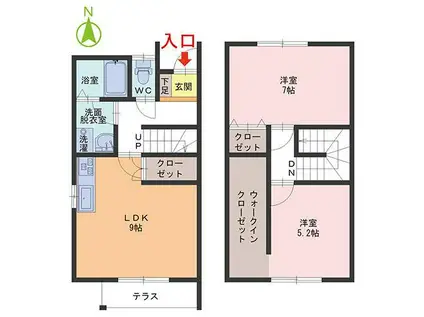 カーサ・エスポワール(2LDK/1階)の間取り写真