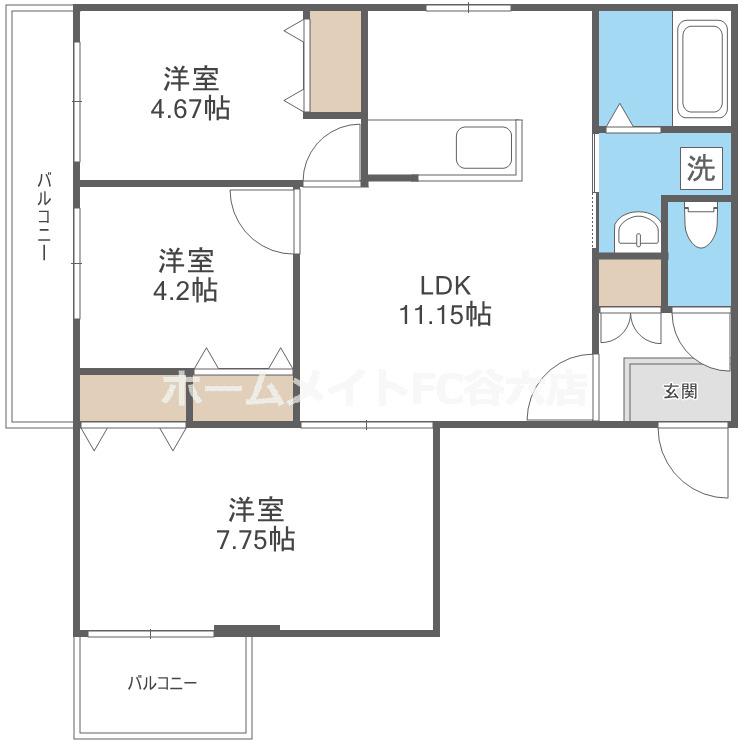 エス.フィールド奏(3LDK/2階)の間取り写真