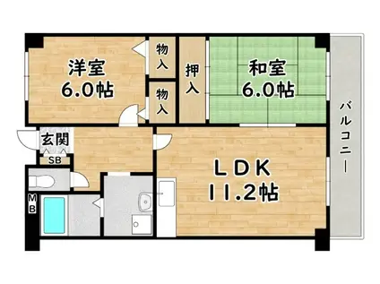 ロイヤルコート歌島(2LDK/5階)の間取り写真