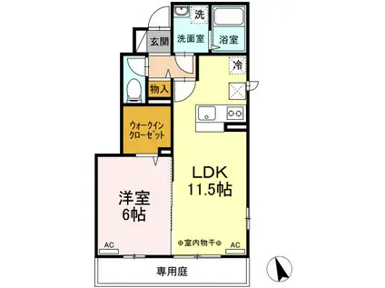 KドルフⅢ(1LDK/1階)の間取り写真