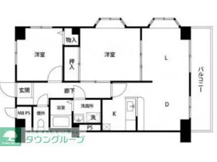 カーディナンス永山(2LDK/4階)の間取り写真