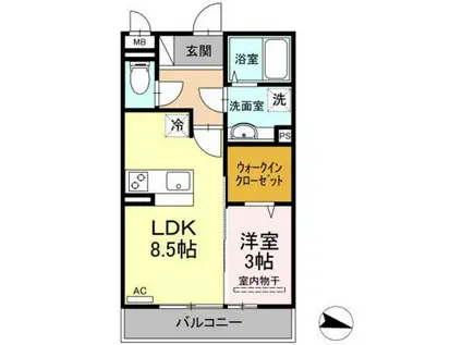 RIOくるま(1LDK/2階)の間取り写真