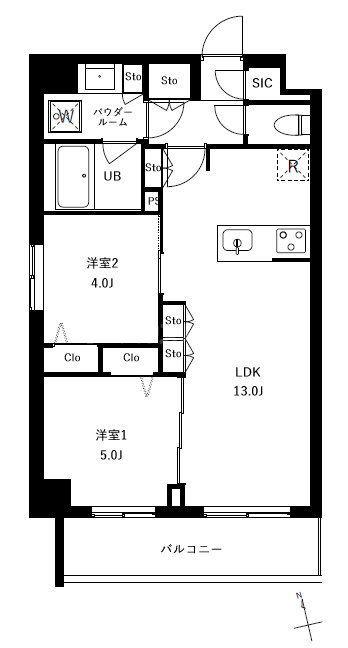 アーバンパーク船堀II(2LDK/4階)の間取り写真