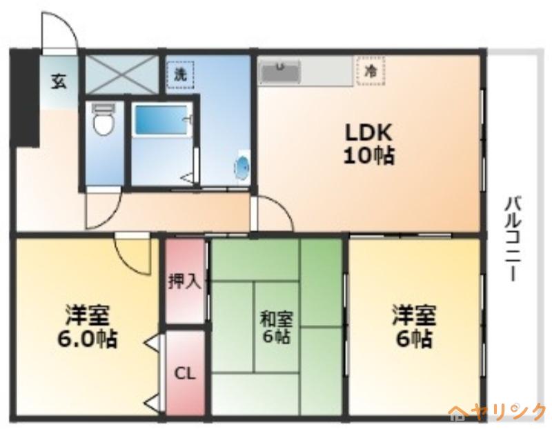 エクセル田幡(3LDK/4階)の間取り写真