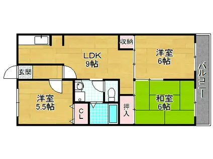 サニーコート星ヶ丘(3LDK/2階)の間取り写真