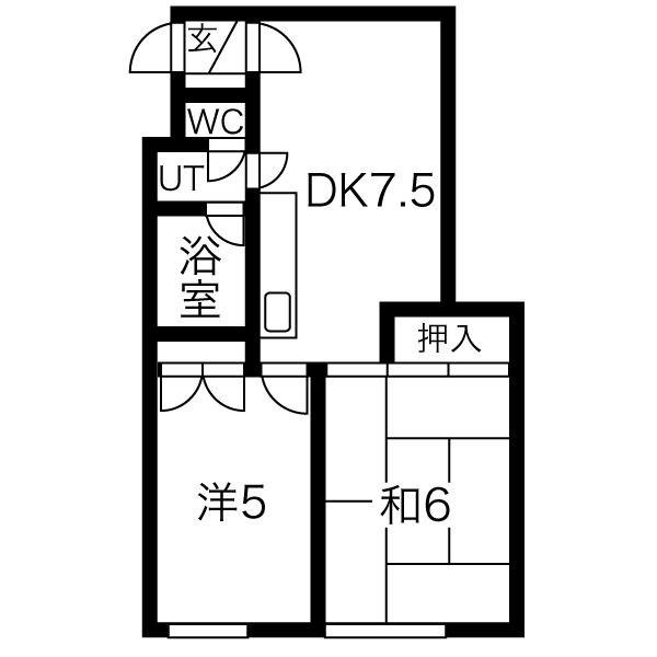 美和ハイツ(2DK/1階)の間取り写真