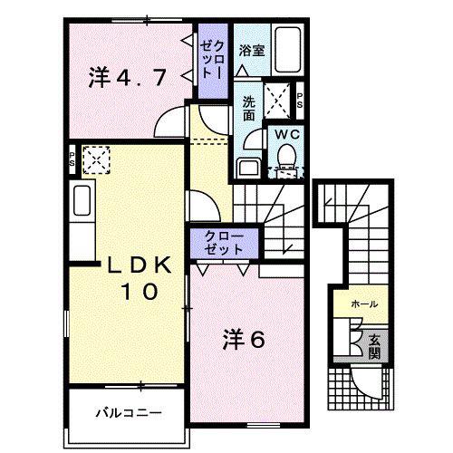 ティーズ・ウィンヒルIV(2LDK/2階)の間取り写真