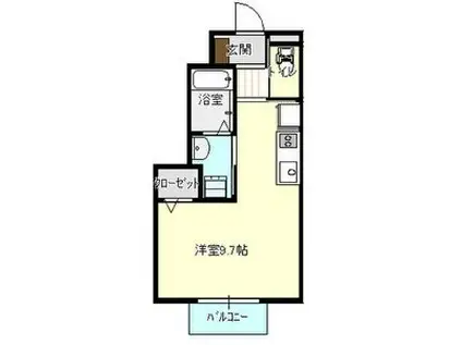 かるむうえだ2(ワンルーム/1階)の間取り写真