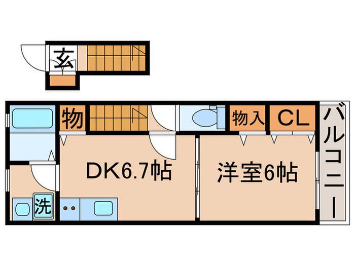 レガロ南水元(1DK/2階)の間取り写真