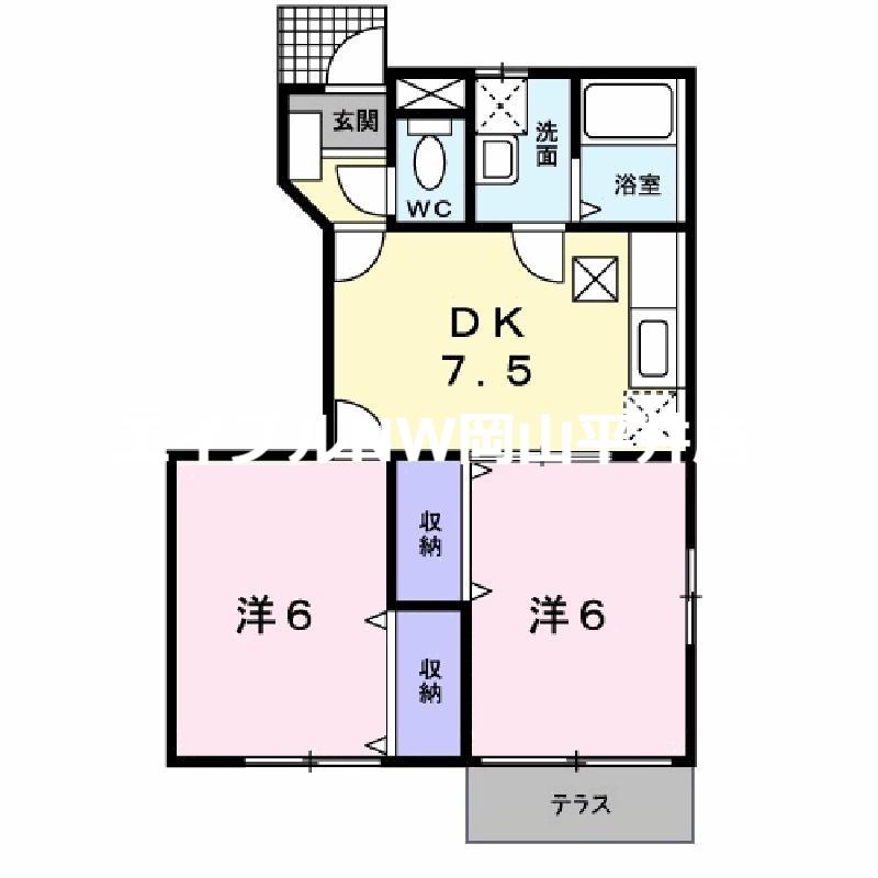 サンライズTC棟(2DK/1階)の間取り写真