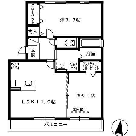 レガーロ夢咲(2LDK/3階)の間取り写真