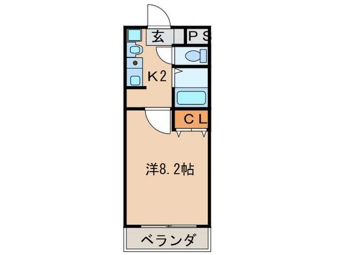 クレセント(1K/2階)の間取り写真