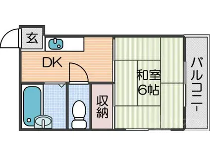ウィステリア粉浜(1DK/4階)の間取り写真