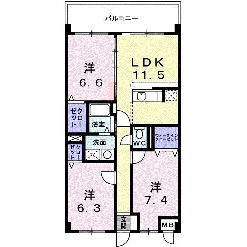 オーブ木太(3LDK/1階)の間取り写真
