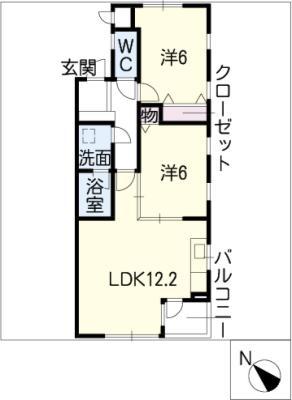 フレーザープレイス藤山台(2LDK/1階)の間取り写真
