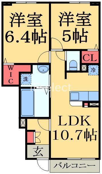 カームA(2LDK/1階)の間取り写真