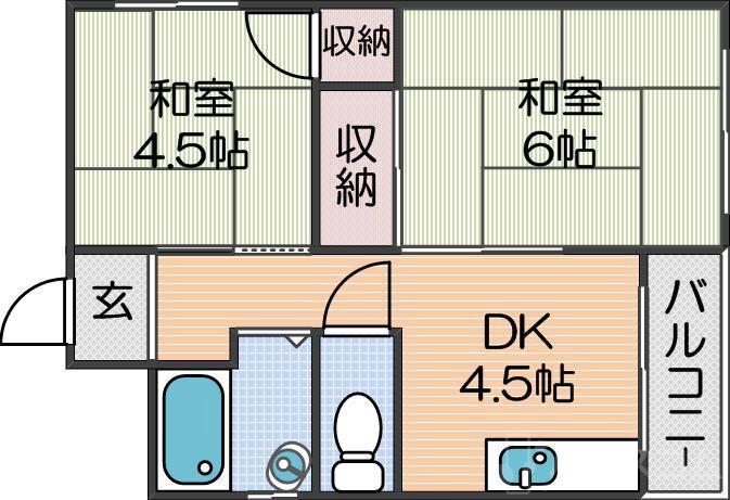 茜マンション(2DK/1階)の間取り写真