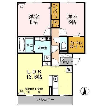 カンパーレ K(2LDK/3階)の間取り写真
