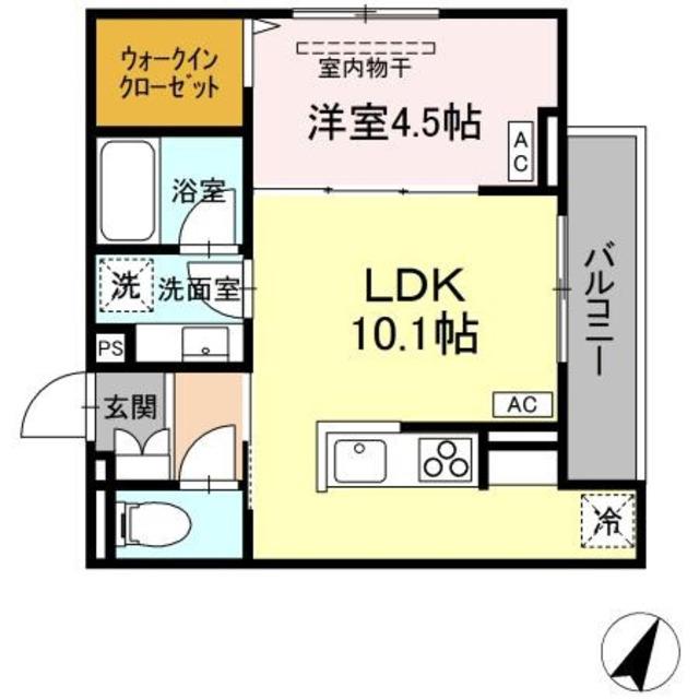 ASSET-COURT立川上砂町5丁目 B棟(1LDK/2階)の間取り写真