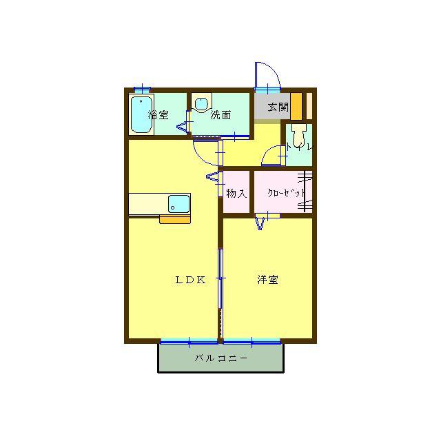 シャインつくばA棟(1LDK/2階)の間取り写真