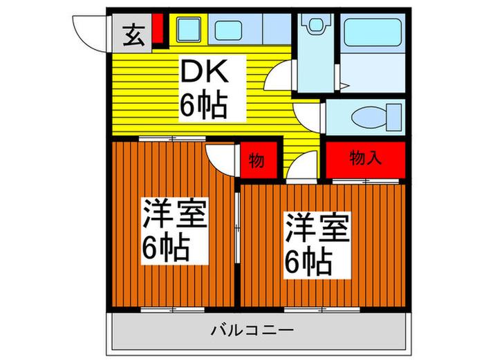パークサイド・ヴィラ(2DK/2階)の間取り写真