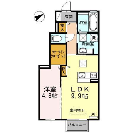 D-ROOMひまわり(1LDK/1階)の間取り写真