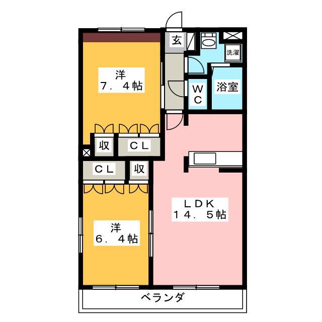 エスポアールI(2LDK/1階)の間取り写真
