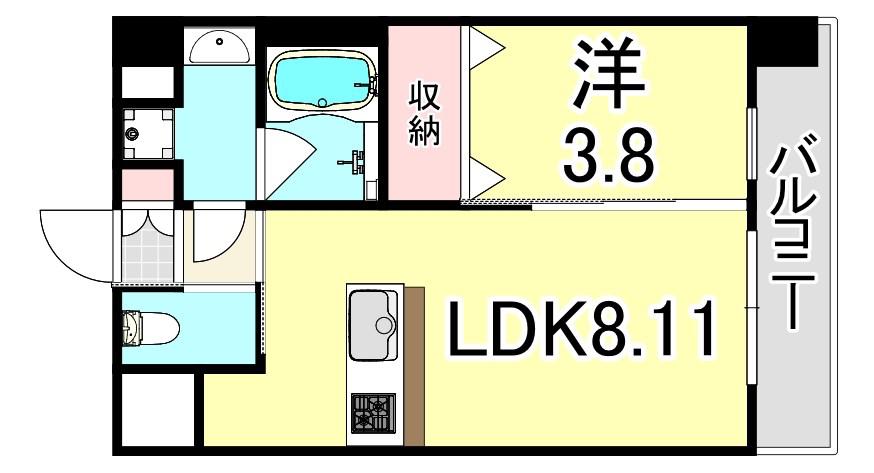 エスタート御幣島(1LDK/2階)の間取り写真