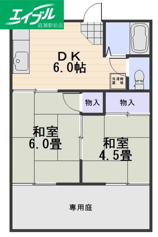コーポ富士(2DK/1階)の間取り写真