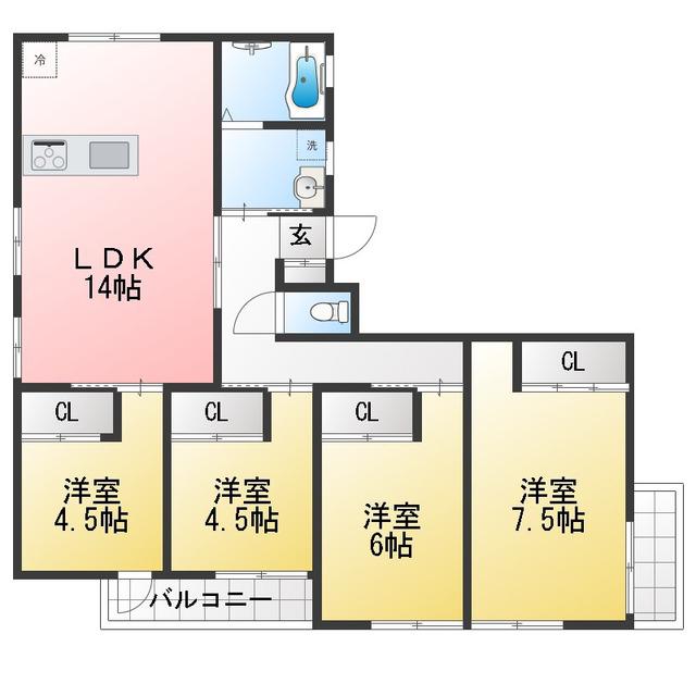 コアパレス常葉10(4LDK/4階)の間取り写真