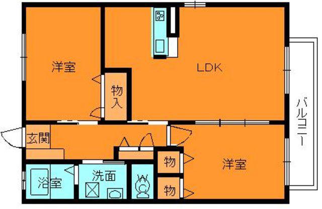 アミー筒井B(2LDK/1階)の間取り写真