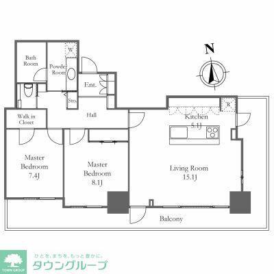 リエトコートアルクスタワー(2LDK/4階)の間取り写真