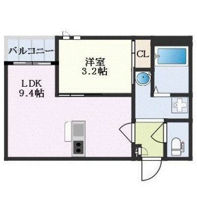 GRANDTIC下伊福(1LDK/1階)の間取り写真