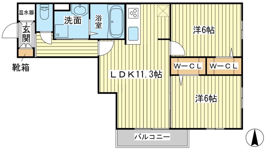 ヘーベルメゾン城西(2LDK/2階)の間取り写真