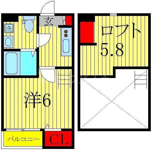 新柏テラス(1K/1階)の間取り写真