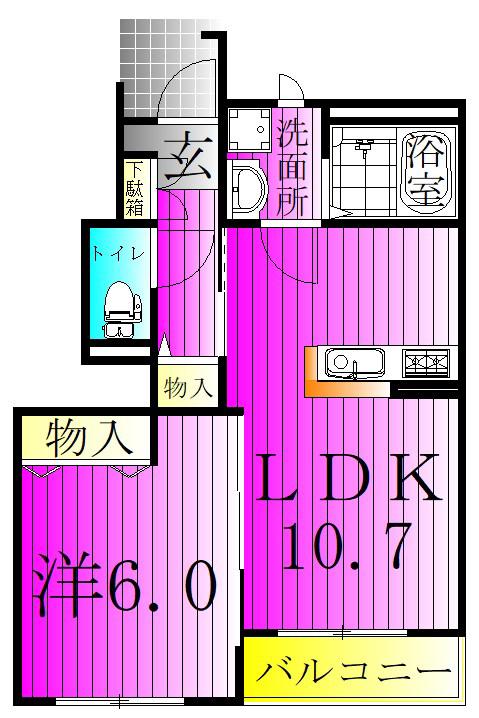 エクセレント(1LDK/1階)の間取り写真