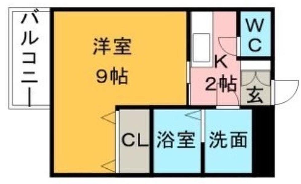 ヴィラージュII(1K/2階)の間取り写真
