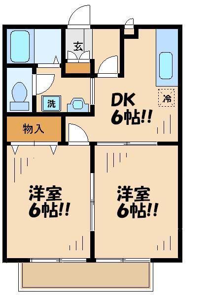 セレブレイト(2DK/1階)の間取り写真