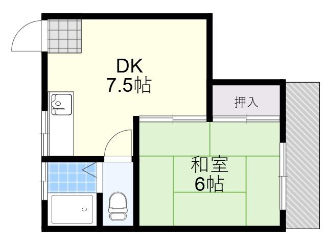 日精マンション(1DK/3階)の間取り写真