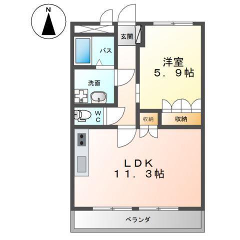 グランド・ソレイユ(1LDK/2階)の間取り写真