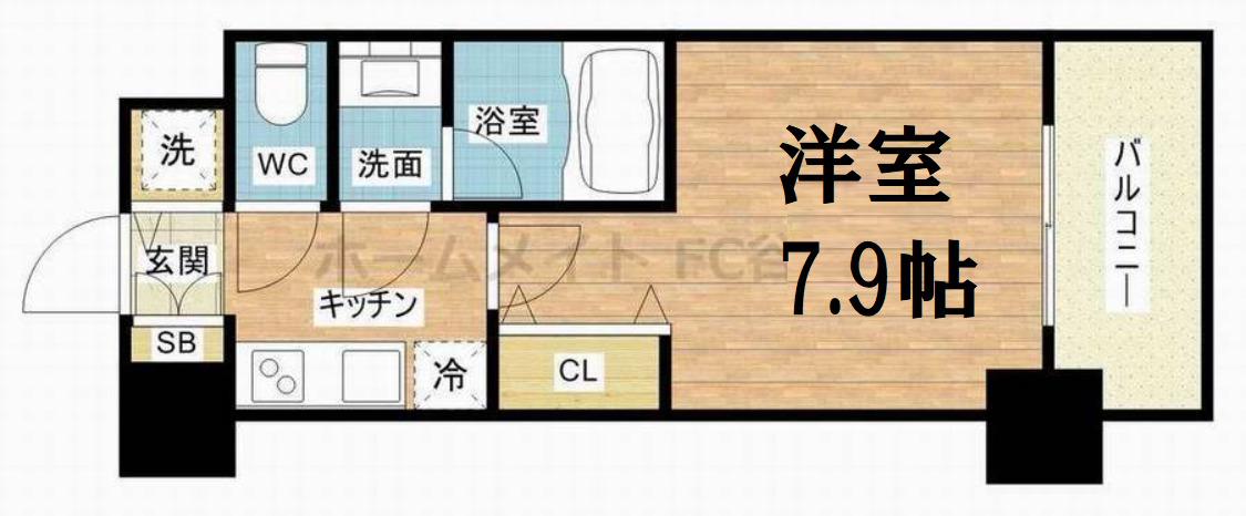 S-RESIDENCE福島LUXE(1K/15階)の間取り写真