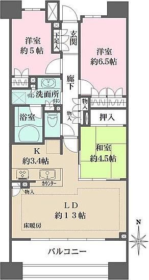 パークハウス両国サウスコート(3LDK/7階)の間取り写真