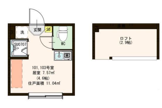 アルモニー千川(ワンルーム/1階)の間取り写真