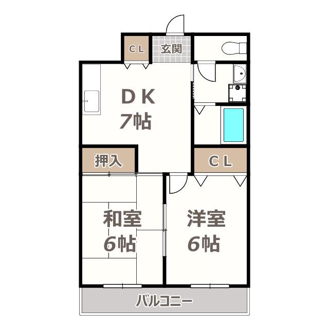 LAKIA MAISON ABIKO(2DK/2階)の間取り写真