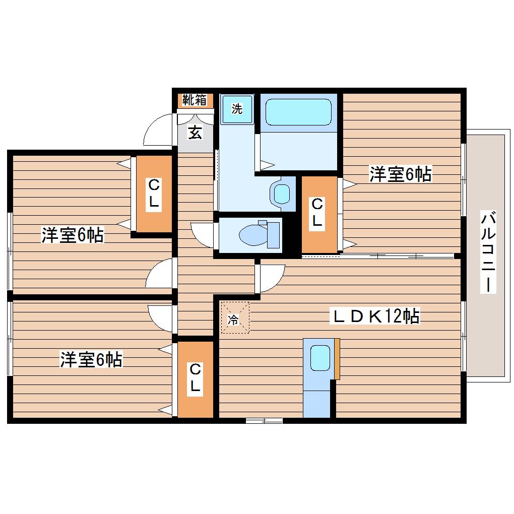 AISESQUAREPARTII(3LDK/1階)の間取り写真