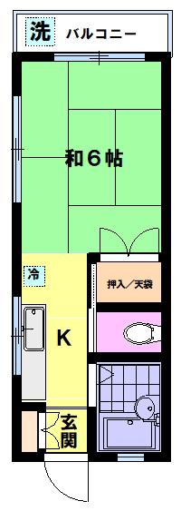 橋本ハイツ(1K/2階)の間取り写真