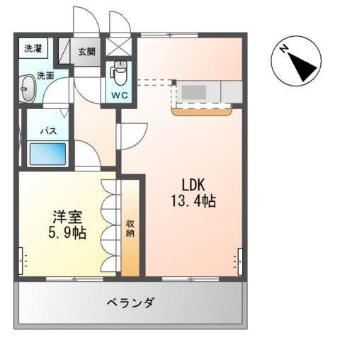 ルインズヒル(1LDK/1階)の間取り写真