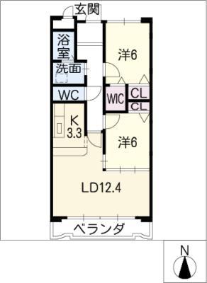 エリタージュ(2LDK/3階)の間取り写真
