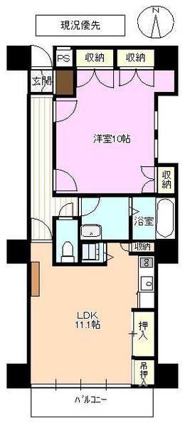 グランドハイツ山王(1LDK/4階)の間取り写真